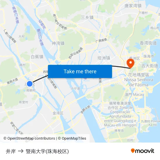 井岸 to 暨南大学(珠海校区) map