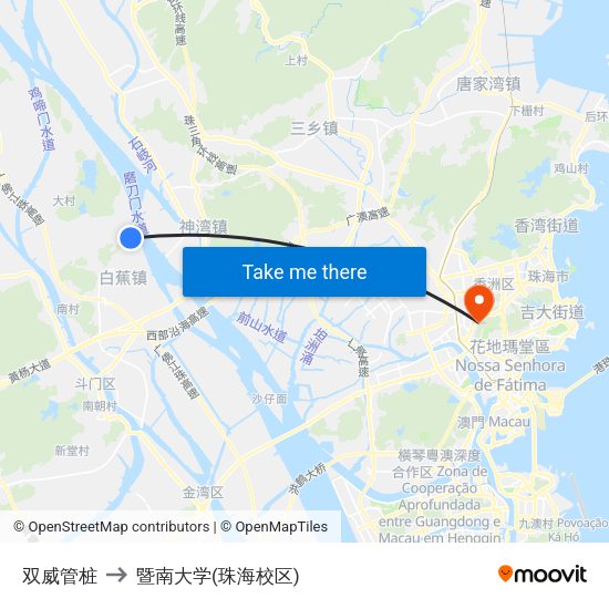 双威管桩 to 暨南大学(珠海校区) map