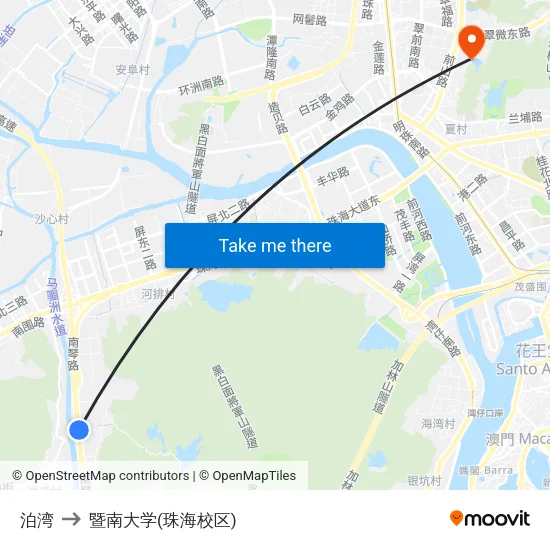 泊湾 to 暨南大学(珠海校区) map