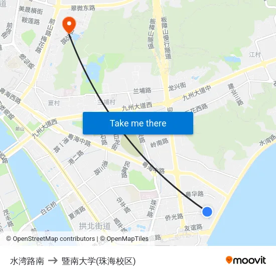 水湾路南 to 暨南大学(珠海校区) map