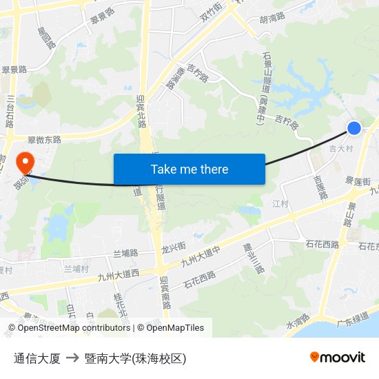 通信大厦 to 暨南大学(珠海校区) map