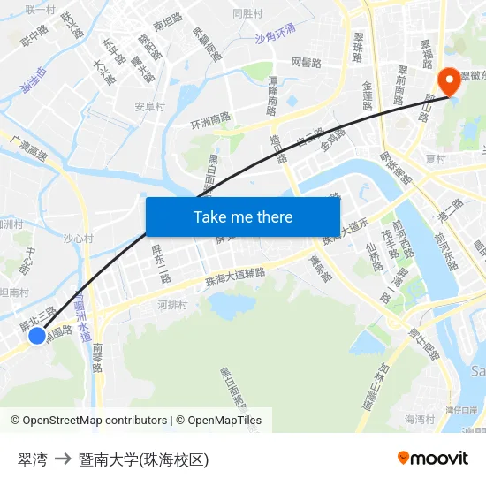 翠湾 to 暨南大学(珠海校区) map