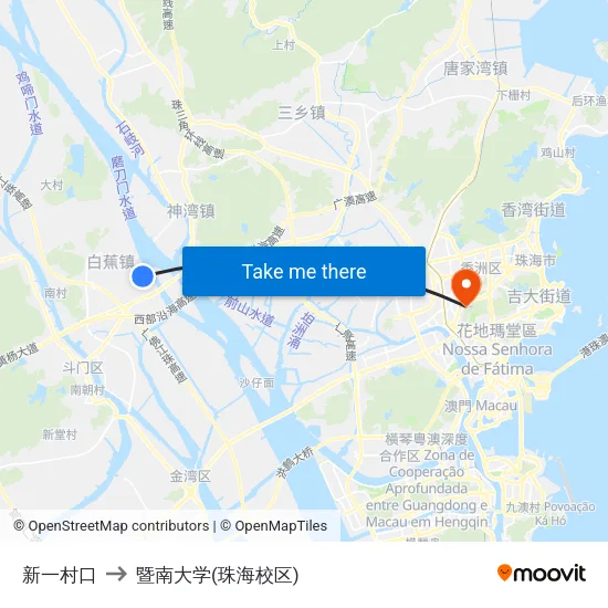 新一村口 to 暨南大学(珠海校区) map