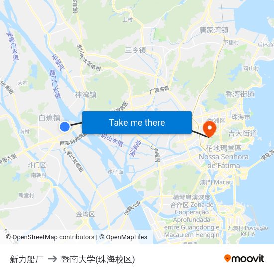 新力船厂 to 暨南大学(珠海校区) map