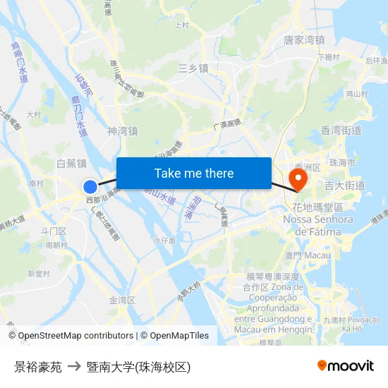 景裕豪苑 to 暨南大学(珠海校区) map