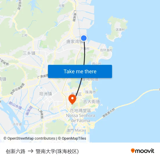 创新六路 to 暨南大学(珠海校区) map