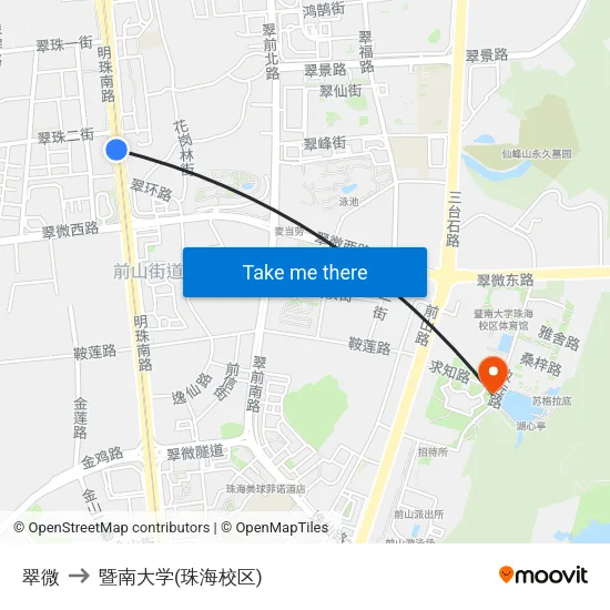 翠微 to 暨南大学(珠海校区) map