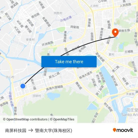 南屏科技园 to 暨南大学(珠海校区) map