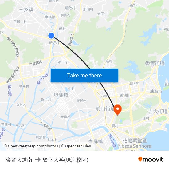 金涌大道南 to 暨南大学(珠海校区) map