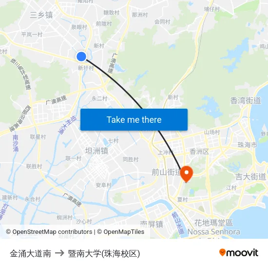 金涌大道南 to 暨南大学(珠海校区) map