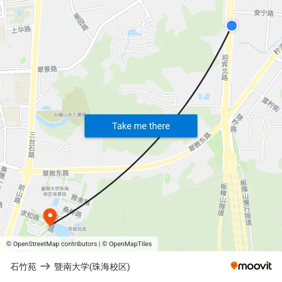石竹苑 to 暨南大学(珠海校区) map