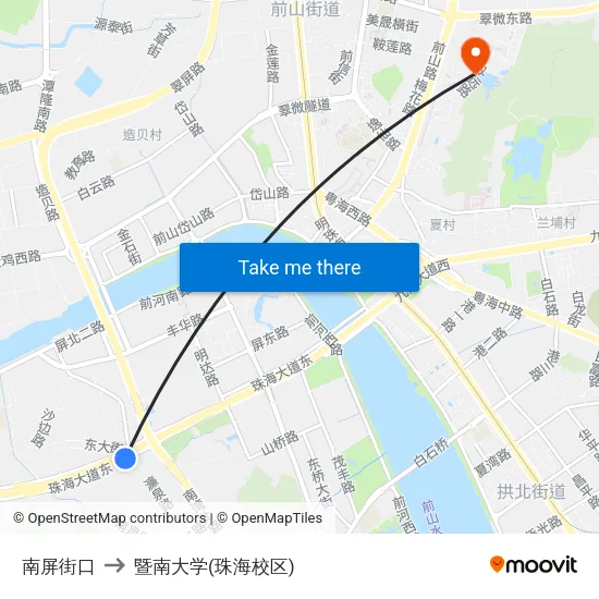 南屏街口 to 暨南大学(珠海校区) map