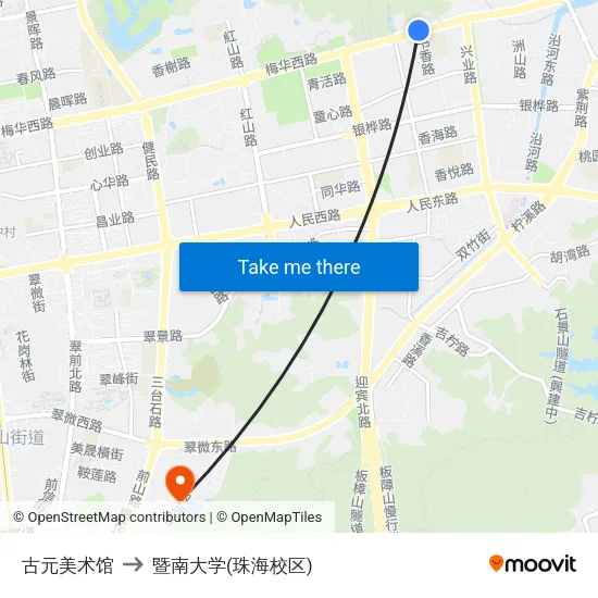 古元美术馆 to 暨南大学(珠海校区) map