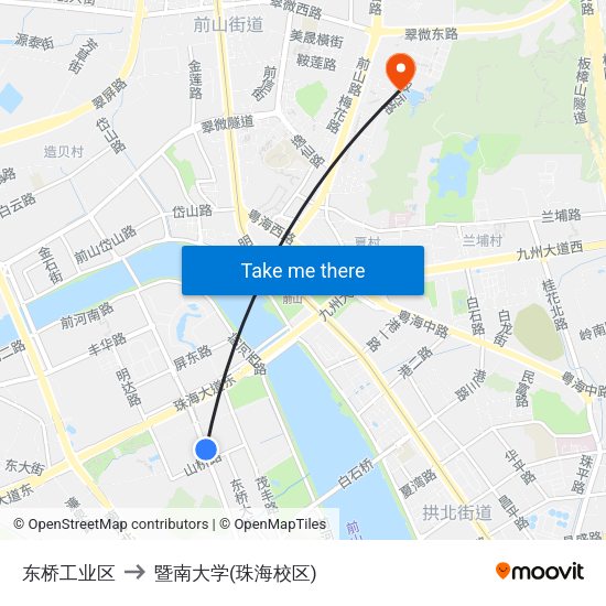东桥工业区 to 暨南大学(珠海校区) map