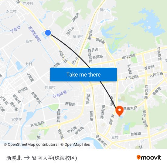沥溪北 to 暨南大学(珠海校区) map