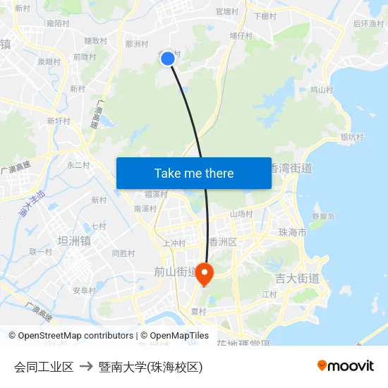 会同工业区 to 暨南大学(珠海校区) map