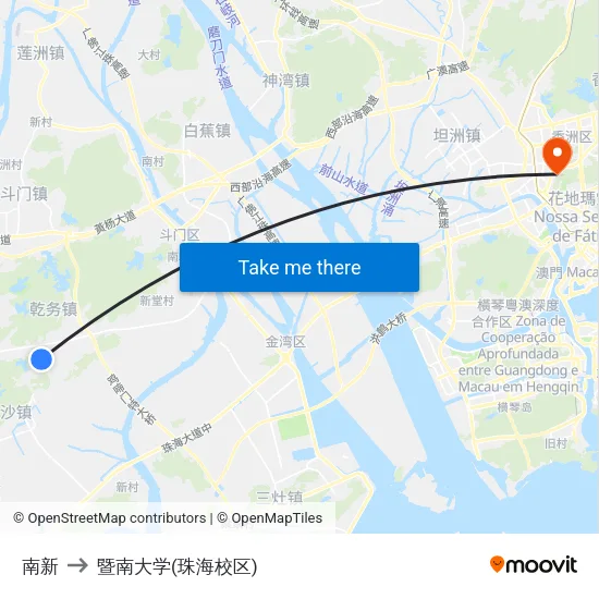 南新 to 暨南大学(珠海校区) map