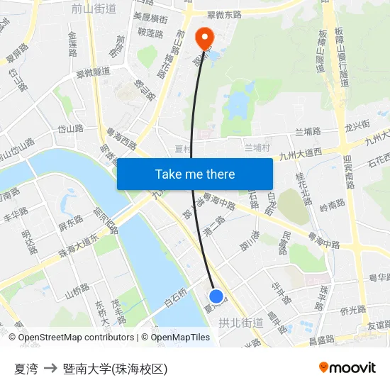 夏湾 to 暨南大学(珠海校区) map