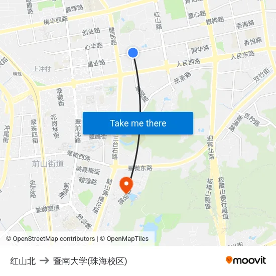 红山北 to 暨南大学(珠海校区) map
