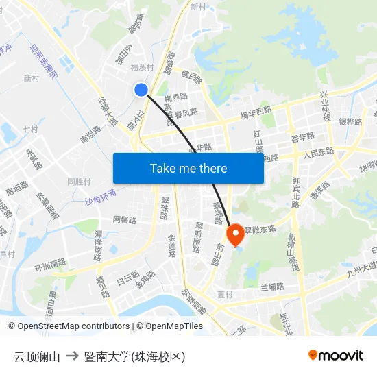 云顶澜山 to 暨南大学(珠海校区) map