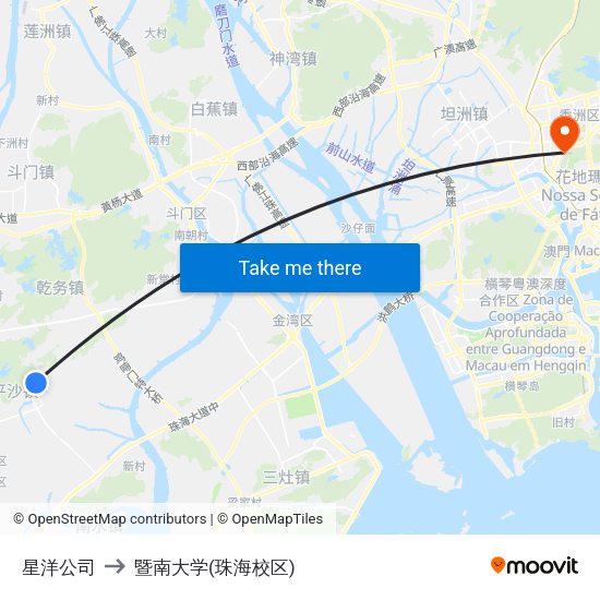 星洋公司 to 暨南大学(珠海校区) map