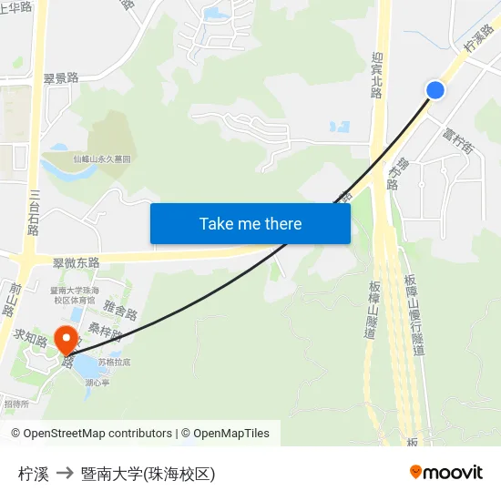 柠溪 to 暨南大学(珠海校区) map