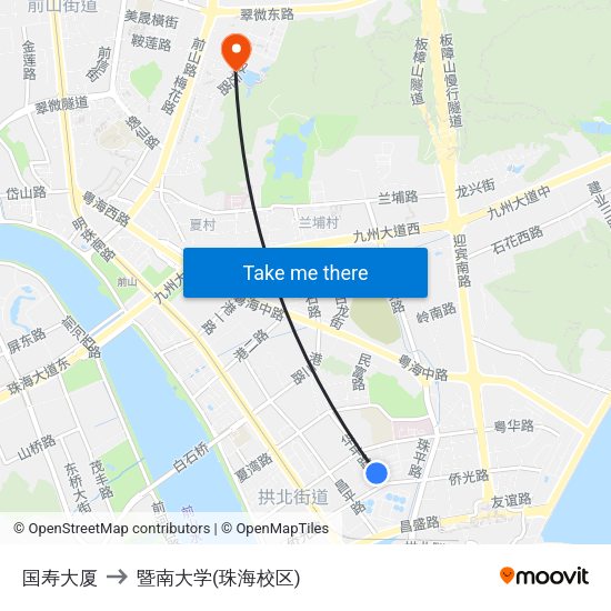 国寿大厦 to 暨南大学(珠海校区) map