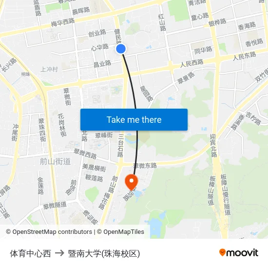 体育中心西 to 暨南大学(珠海校区) map