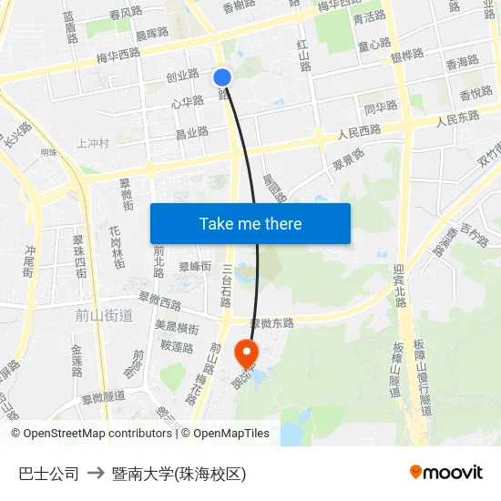 巴士公司 to 暨南大学(珠海校区) map