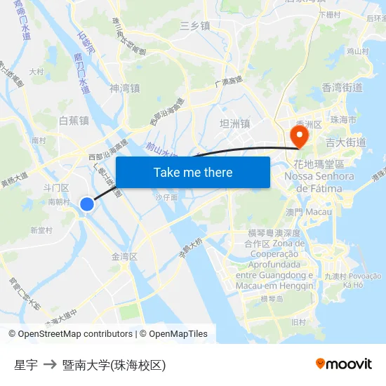 星宇 to 暨南大学(珠海校区) map