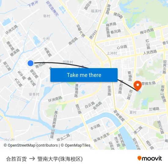 合胜百货 to 暨南大学(珠海校区) map