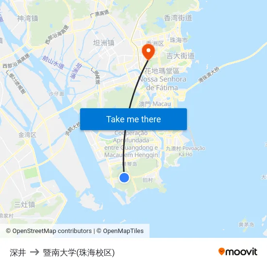深井 to 暨南大学(珠海校区) map