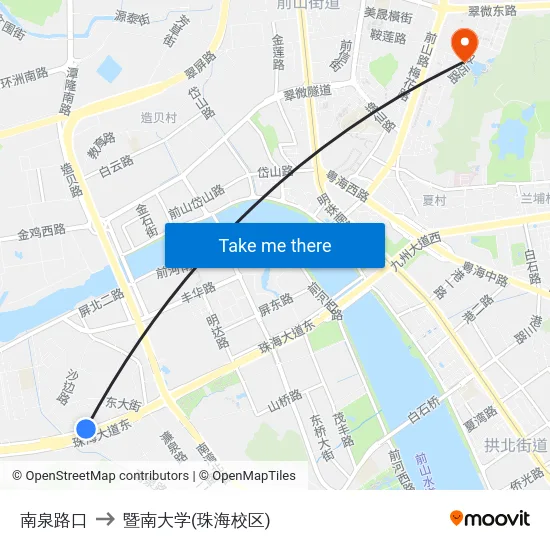 南泉路口 to 暨南大学(珠海校区) map