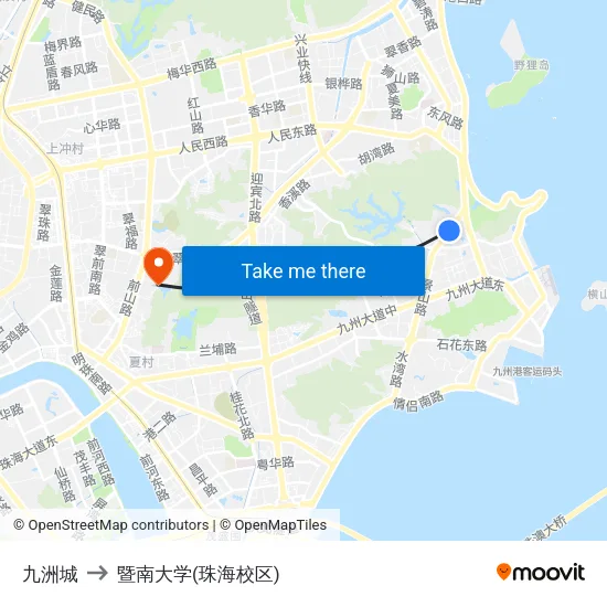 九洲城 to 暨南大学(珠海校区) map