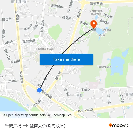 千鹤广场 to 暨南大学(珠海校区) map