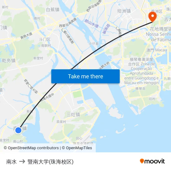 南水 to 暨南大学(珠海校区) map