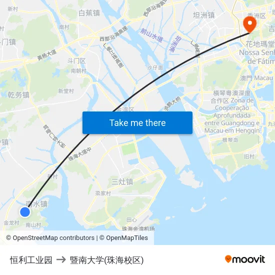 恒利工业园 to 暨南大学(珠海校区) map