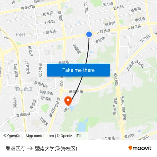 香洲区府 to 暨南大学(珠海校区) map