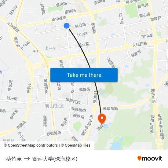 葵竹苑 to 暨南大学(珠海校区) map