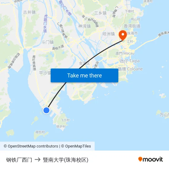 钢铁厂西门 to 暨南大学(珠海校区) map