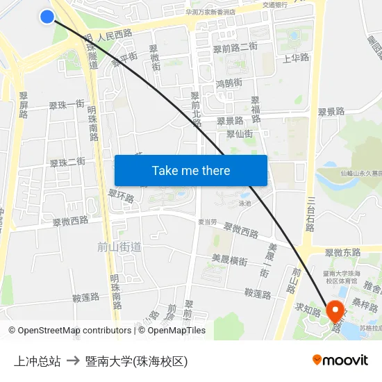 上冲总站 to 暨南大学(珠海校区) map