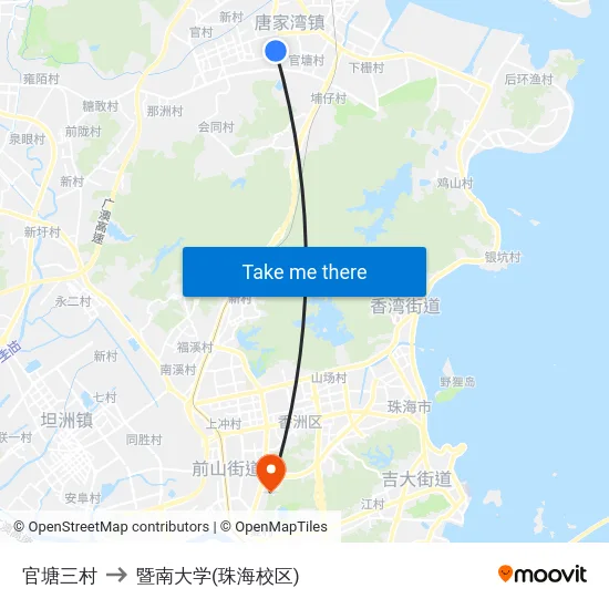 官塘三村 to 暨南大学(珠海校区) map