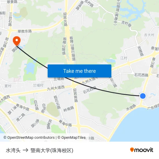 水湾头 to 暨南大学(珠海校区) map