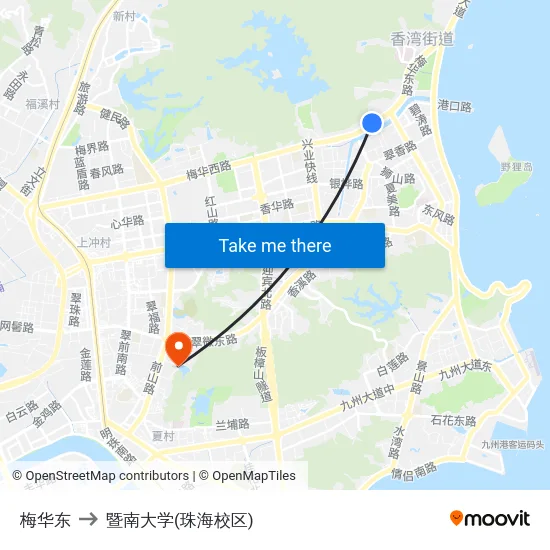 梅华东 to 暨南大学(珠海校区) map