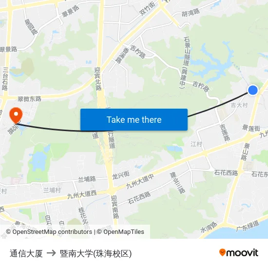 通信大厦 to 暨南大学(珠海校区) map