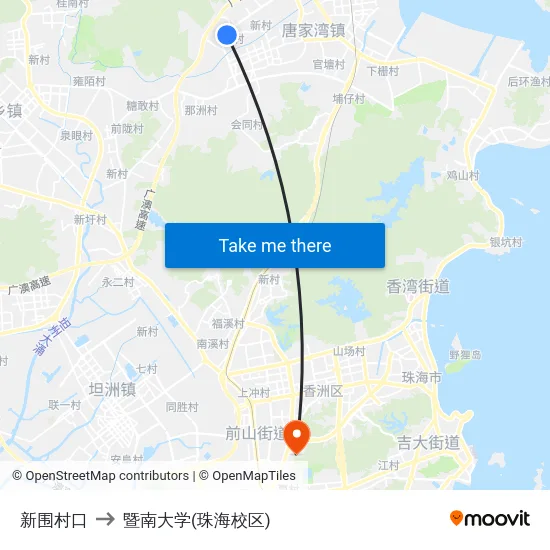 新围村口 to 暨南大学(珠海校区) map