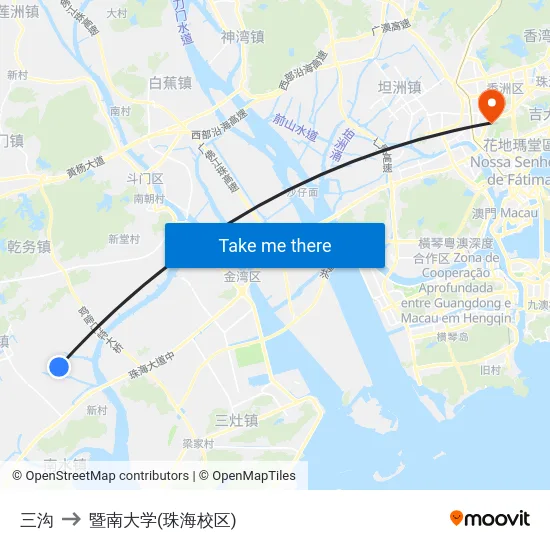 三沟 to 暨南大学(珠海校区) map