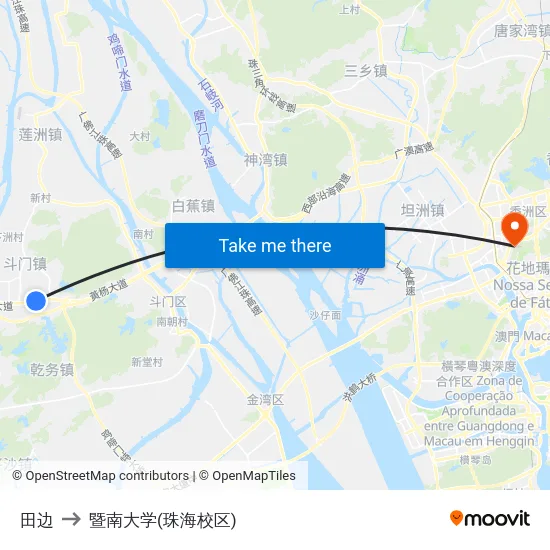 田边 to 暨南大学(珠海校区) map