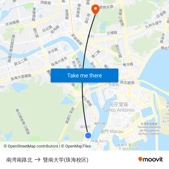 南湾南路北 to 暨南大学(珠海校区) map