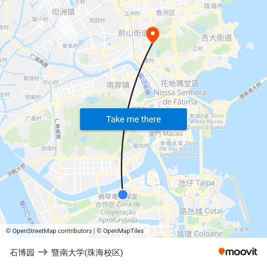 石博园 to 暨南大学(珠海校区) map